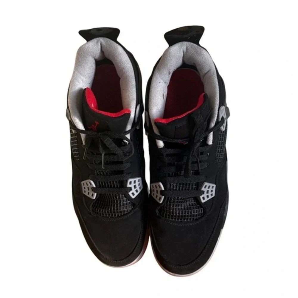Air Jordan‎ 4 Retro Black Red White Mens Basketball Shoes Size 12